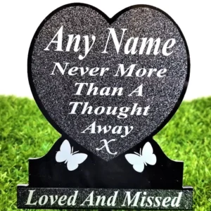 Personalised engraved memorial plaque heart shape outdoor use UK