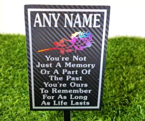 Memorial Plaque Personalised marker grave headstone plate light refractive gold