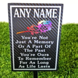 Memorial Plaque Personalised marker grave headstone plate light refractive gold