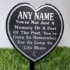 Personalised heart-shaped memorial plaque for grave with engraved message
