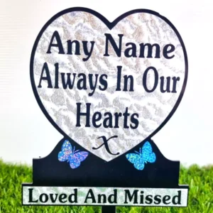 Personalised Heart Memorial Plaque for Grave