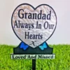 Heart-shaped memorial plaque for grandad on a UK gravesite