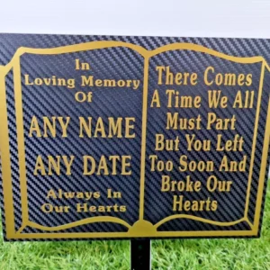 Personalised Prayer Book Style Memorial Plaque black carbon