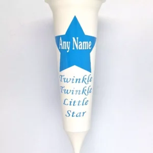 ANY NAME White Memorial Flower Vase Grave Marker Blue Star