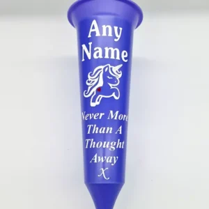 Personalised Purple Graveside Flower Spike Vase In Loving Memory with Unicorn