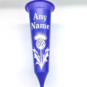 Personalised Memorial Gift Purple Flower Vase Grave Spike Scottish Thistle