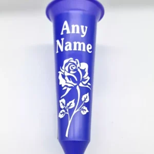 Personalised Memorial Gift Purple Flower Vase Grave Spike with Rose Silhouette