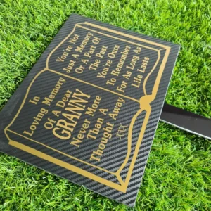 Granny Memorial Plaque, Prayer Book, and Grave Marker