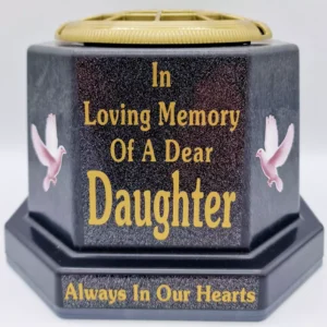 Daughter Graveside Flower Pot Vase Memorial Gift Gold Writing with Doves