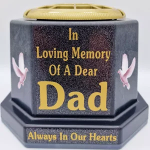 Dad Graveside Flower Pot Memorial Gift Gold Writing with Doves