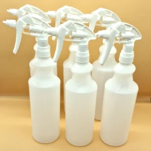 6x 1L White Cambrian HDPE Spray Bottles Adjustable Canyon Trigger Heads 28410