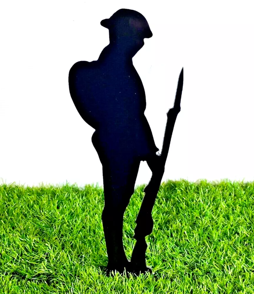 Tommy Silhouette Statue With Stake WW1 Unknown Soldier Garden Decoration Plaque