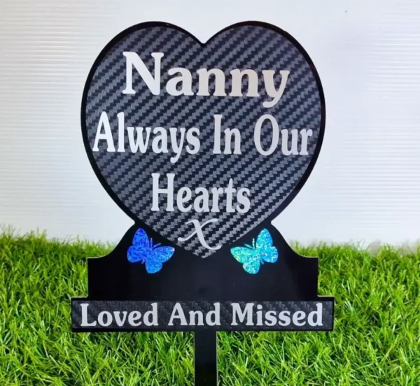 Heart-shaped Nanny Memorial Plaque for Grave, durable and weather-resistant