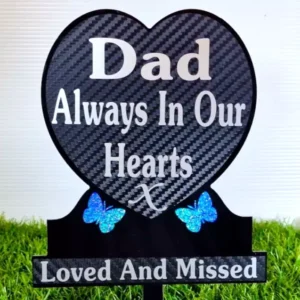 Dad heart-shaped memorial plaque with butterflies
