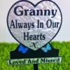 Granny heart-shaped memorial plaque with blue sparkle butterfly