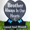 Heart-shaped brother memorial plaque with personalised engraving on grave