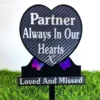 Partner Heart Shaped Memorial Plaque Grave Marker With Purple Butterflies