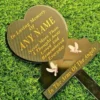 Heart Shape Memorial Plaque Temporary Grave Marker with gold lettering on black material