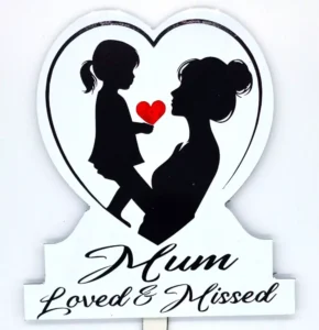 Mum Heart Shaped Memorial Plaque Mother and Daughter Love Heart Silhouette White