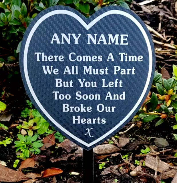 Memorial Plaque Grave Heart Personalised ANY NAME In Loving Memory Tribute Grave