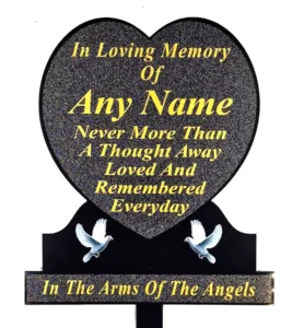 Personalised Large Memorial Plaque Heart Shape Temporary Grave Stone Marker Gold