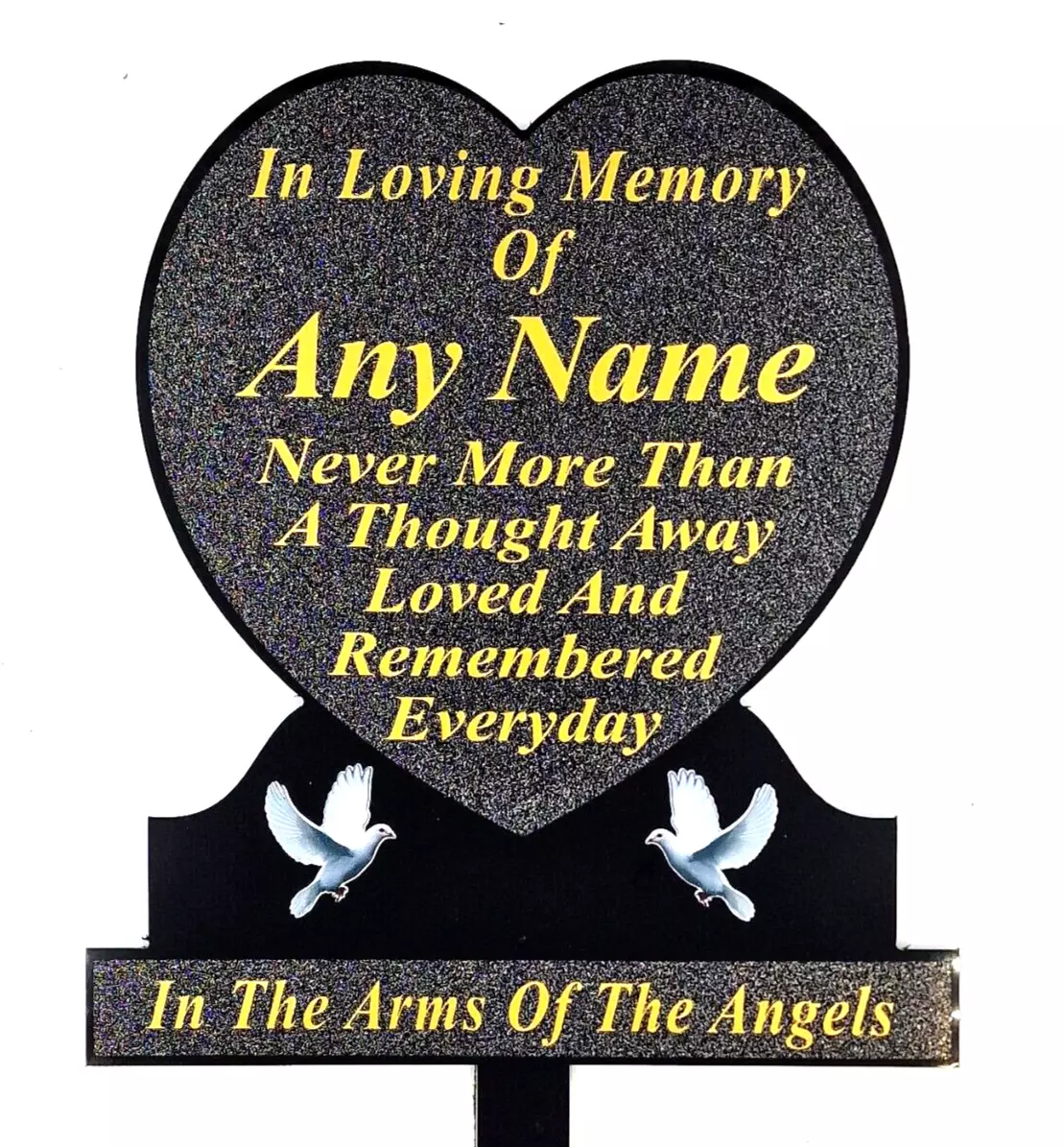 Personalised Large Memorial Plaque Heart Shape Temporary Grave Stone Marker Gold