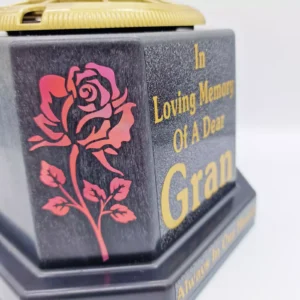 Gran Graveside Flower Pot Memorial Gift, Gold Writing with Roses