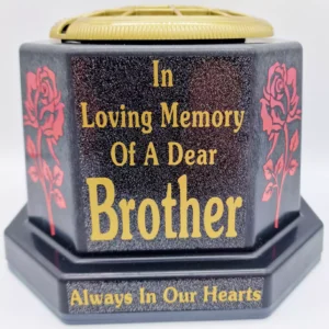 Brother Graveside Flower Pot Memorial Gift Gold Writing with Roses