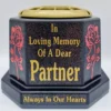 Partner Grave Flower Vase Pot Memorial Gift Tribute Gold Writing with Roses