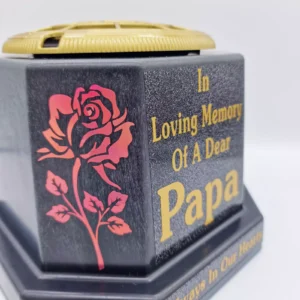 Papa Graveside Flower Vase Pot Memorial Gift Tribute Gold Writing with Roses