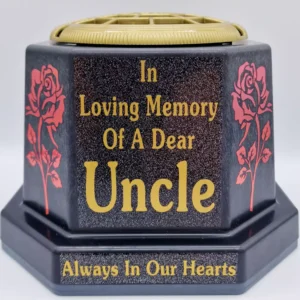 Uncle Graveside Flower Pot Memorial Gift Gold Writing with Roses