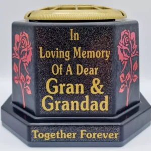 Gran Grandad Grave Flower Vase Pot Memorial Gift Tribute Gold Writing Roses