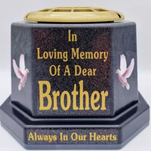 Brother Graveside Flower Vase Pot Memorial Gift Gold Writing with Doves