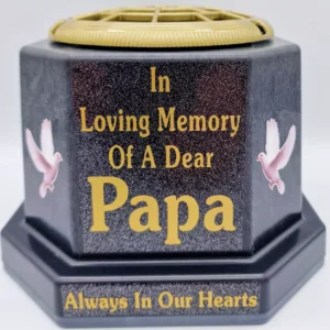 Papa Graveside Flower Vase Pot Memorial Gift Gold Writing with Doves