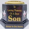 Son Graveside Flower Vase Pot Memorial Gift Silver Writing with Doves