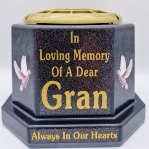 Gran Graveside Flower Vase Pot Memorial Gift Gold Writing with Doves