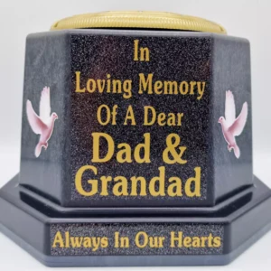 Dad Grandad Graveside Flower Pot Memorial Gift Gold Writing with Doves