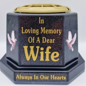 Wife Graveside Flower Pot Memorial Gift Gold Writing with Doves