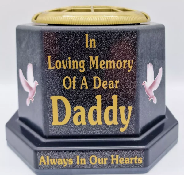 Daddy Graveside Flower Pot Memorial Gift Gold Writing with Doves