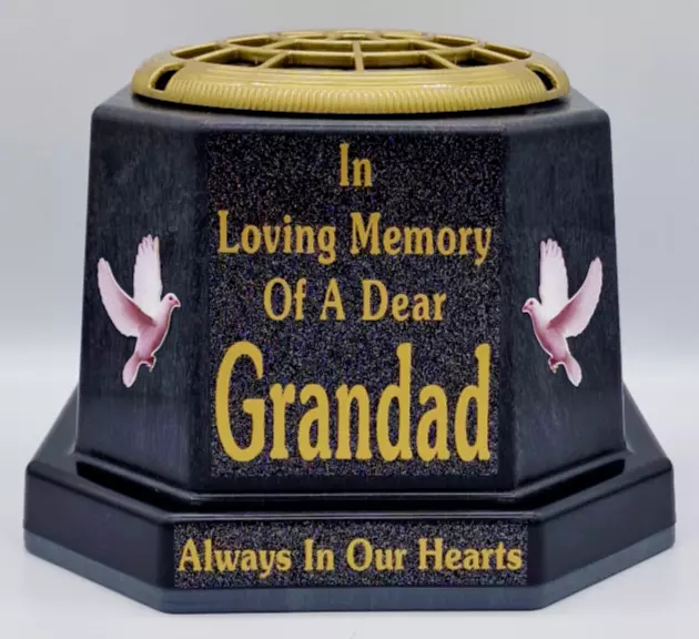 Grandad Graveside Flower Pot Memorial Gift Gold Writing with Doves