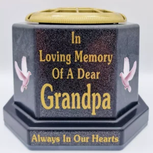 Grandpa Graveside Flower Pot Memorial Gift Gold Writing with Doves