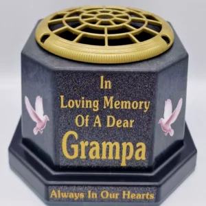 Grampa Graveside Flower Pot Memorial Gift Gold Writing with Doves