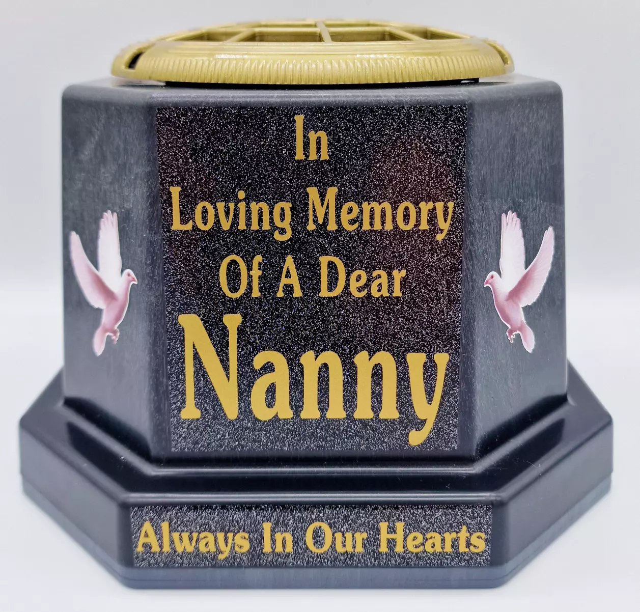 Nanny Graveside Flower Pot Memorial Gift Gold Writing with Doves