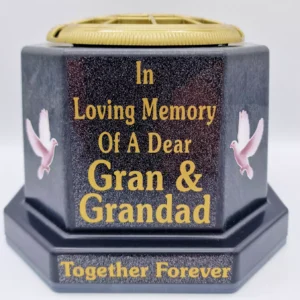 Gran Grandad Graveside Flower Pot Memorial Gift Gold Writing with Doves