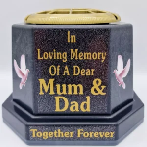 Mum Dad Graveside Flower Pot Memorial Gift Gold Writing with Doves