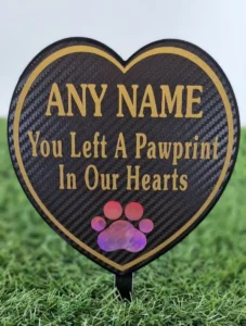 Any Name Pet Memorial Plaque - You Left A Pawprint In Our Hearts - gold