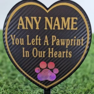 Any Name Pet Memorial Plaque You Left A Pawprint In Our Hearts gold