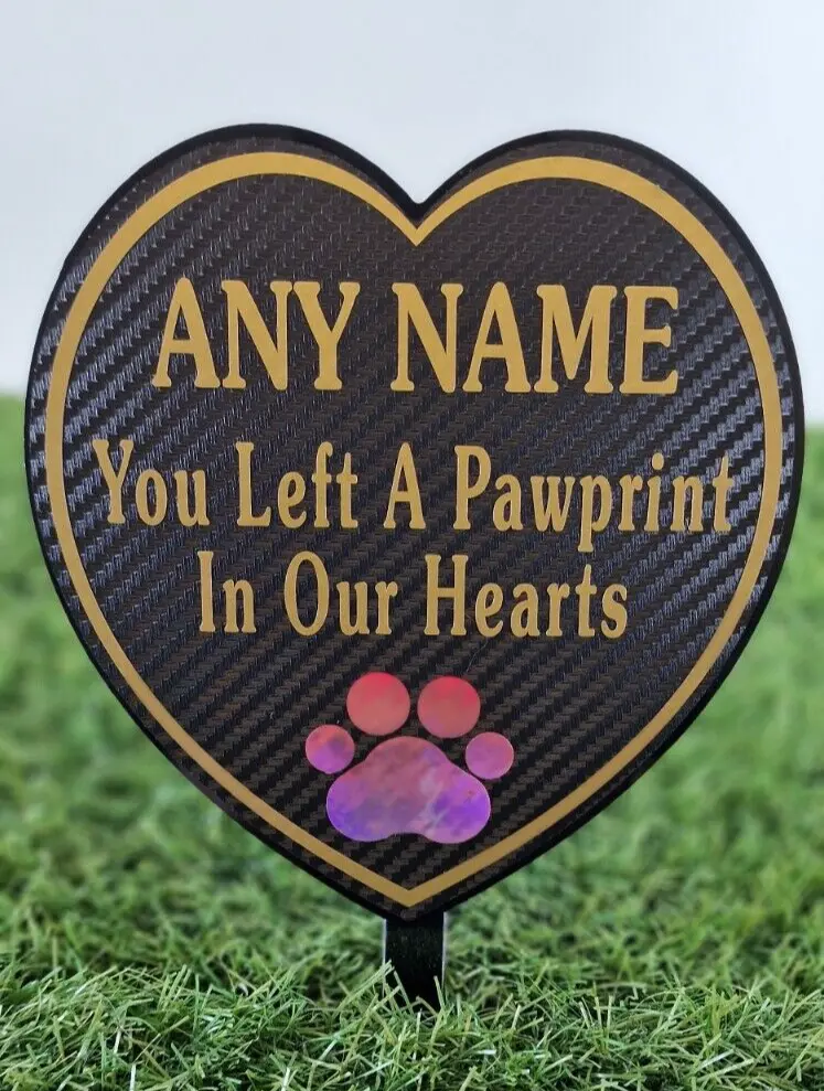 Any Name Pet Memorial Plaque You Left A Pawprint In Our Hearts gold