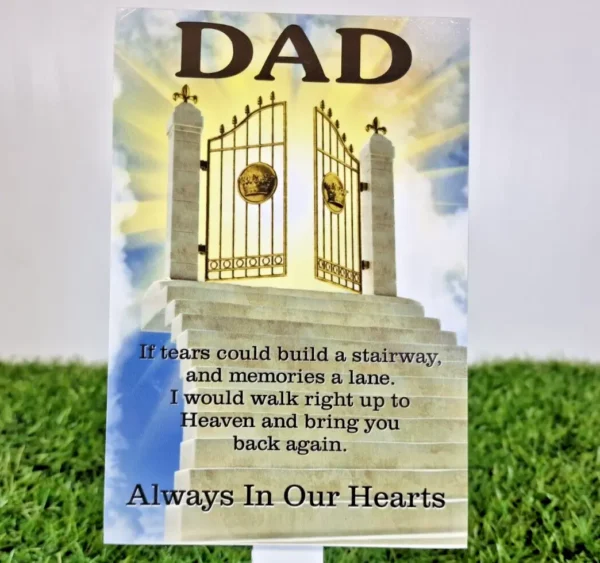 Dad Memorial Plaque Graveside Marker placed beside headstone in UK cemetery