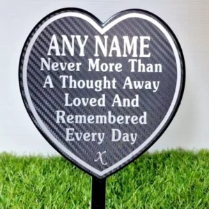 Personalised Heart Shape Memorial Gift Plaque Grave Marker with Stake